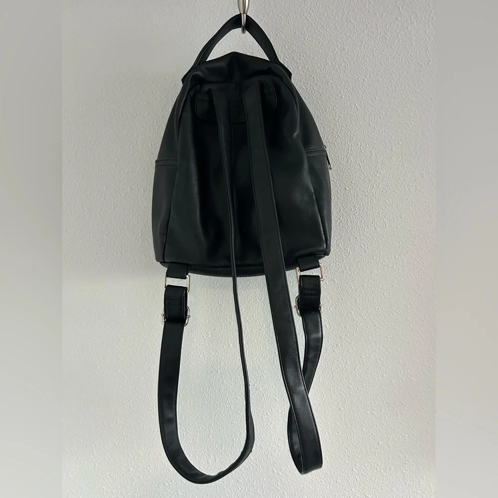 wild fable Black Faux Leather Mini Backpack